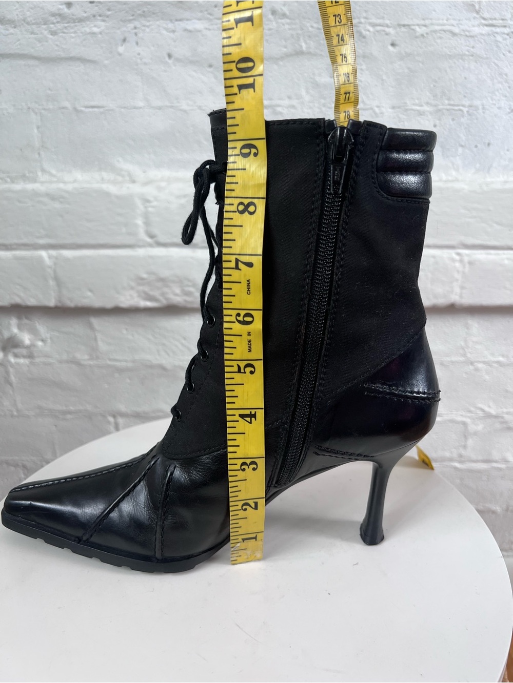 Stuart Weitzman Lace Up Pointy Toe Boots Black Granny Size 7 - Picture 13 of 13